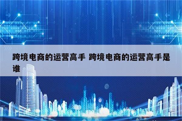 跨境电商的运营高手 跨境电商的运营高手是谁