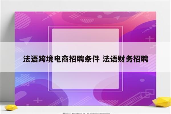 法语跨境电商招聘条件 法语财务招聘