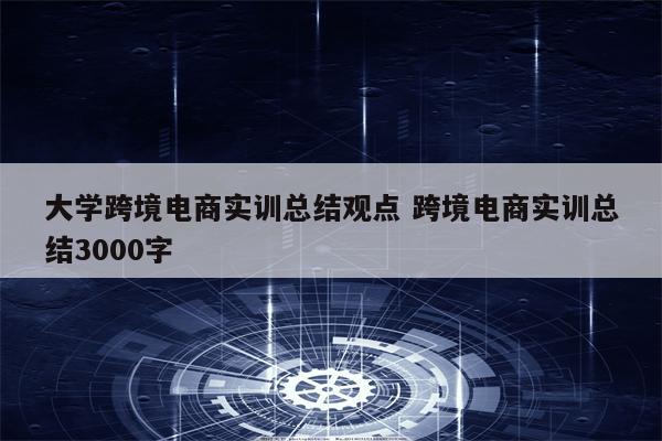 大学跨境电商实训总结观点 跨境电商实训总结3000字
