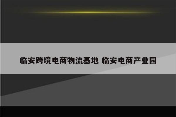 临安跨境电商物流基地 临安电商产业园
