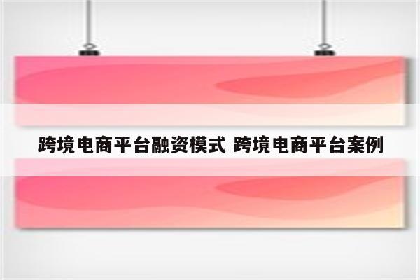 跨境电商平台融资模式 跨境电商平台案例