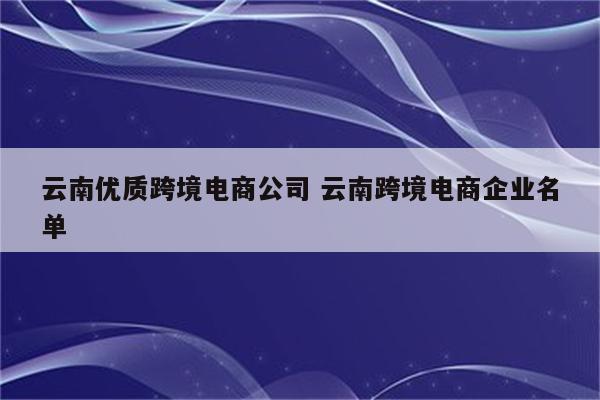 云南优质跨境电商公司 云南跨境电商企业名单