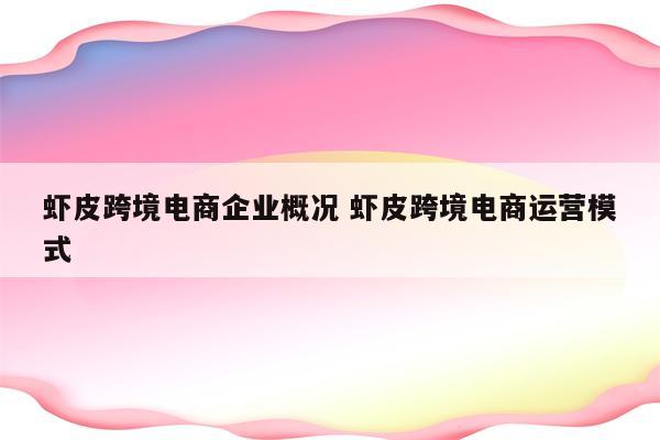 虾皮跨境电商企业概况 虾皮跨境电商运营模式