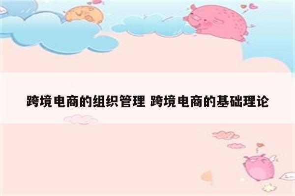 跨境电商的组织管理 跨境电商的基础理论