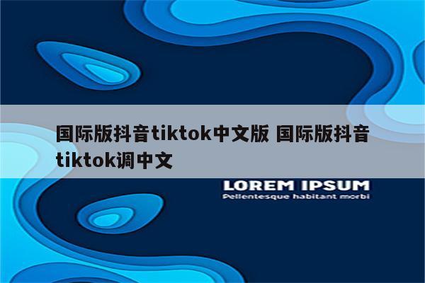 国际版抖音tiktok中文版 国际版抖音tiktok调中文