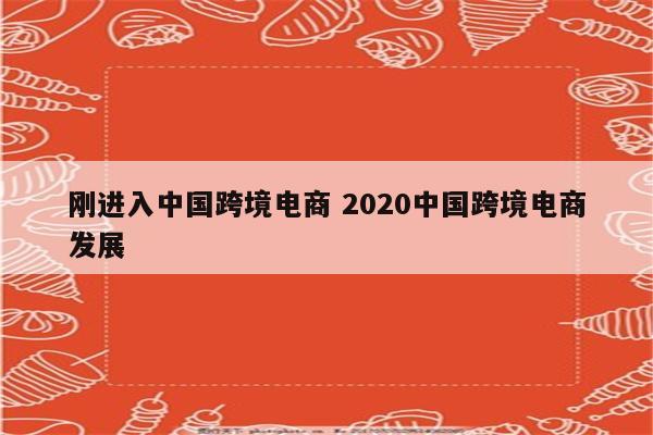 刚进入中国跨境电商 2020中国跨境电商发展