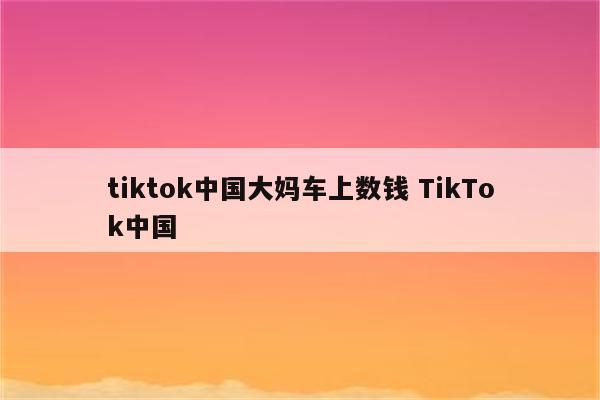 tiktok中国大妈车上数钱 TikTok中国