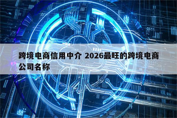 跨境电商信用中介 2026最旺的跨境电商公司名称