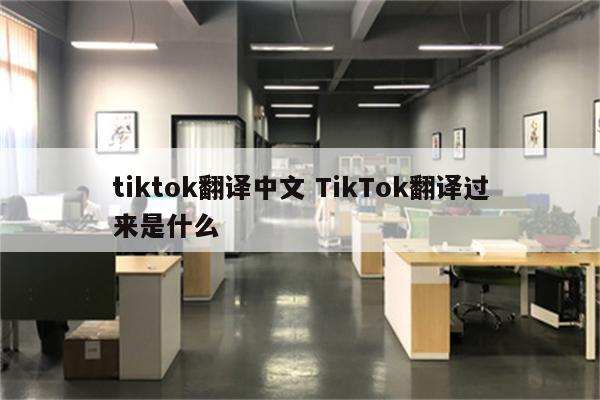 tiktok翻译中文 TikTok翻译过来是什么